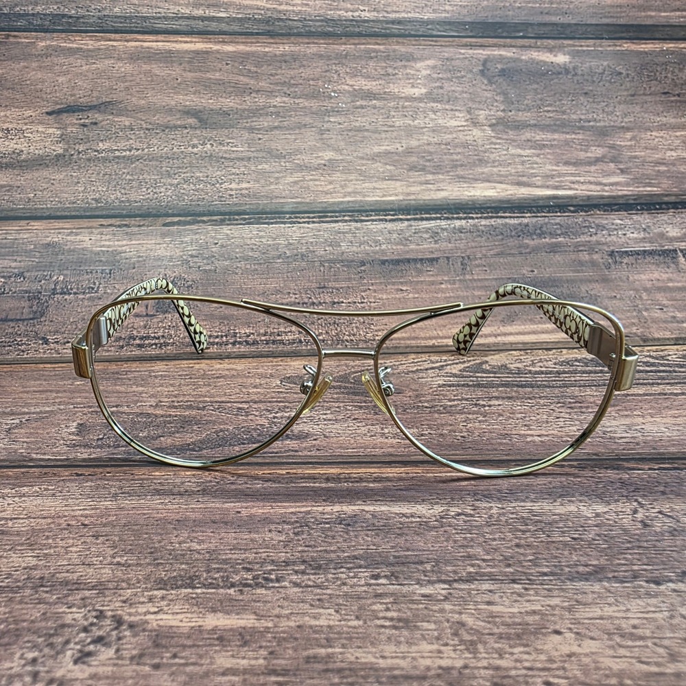 Coach HC7047 L103 Christina Gold Tortoise Aviator Eyeglasses Frames 59-13-135